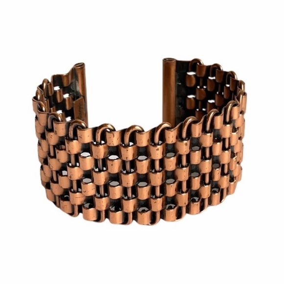 Vintage Renoir Copper Bracelet Woven Cuff Bangle Mid Century Modern Mod Retro - Picture 1 of 9
